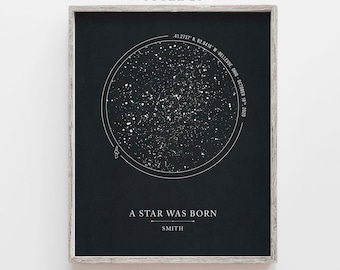 Custom night sky prints, Birthday star map print, Boyfriend Birthday Gift anniversary gift for wife, personalized gift for Him Gifts for her