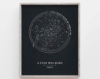 Custom day you were born gift | Christmas Star map print | Night Sky map | Birthday | Baby Shower | New Parents | Star Poster for mom
