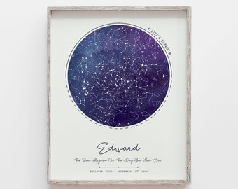 Custom Star Map Print, Night You Were Born, New Baby Gift, Stars The Night Sky, Stars Above Map Poster, Wedding Constellation Print Gift