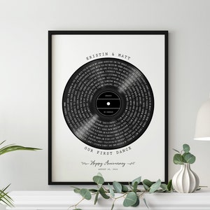 Our First Dance | Vinyl Record Wedding Song Lyrics for Anniversary Keepsake | Vinyl Record Christmas Gift for Couples | Unique Custom Print