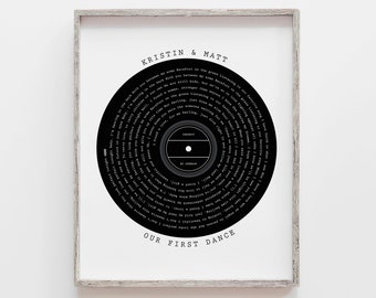Custom song lyrics art print poster framed | Wedding first dance songs anniversary gift | night sky circle favourite lyric | Bright wall art