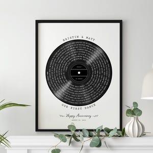 Custom Song Lyric Vinyl Record Frame | Personalized Frame Gift for Couples | Unique Anniversary or Special Occasion Gift for christmas