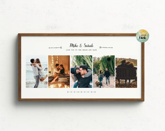 Personalized Picture Collage - Memorable Gift for couples on Engagement or wedding - Customized Family Travel Photos - Birthday Photo gift