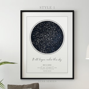 Custom Star Map By Date and Location, Personalized Sky Map Printable, Our First Date Constellation Star Map, Star Chart Gift for Her and Him