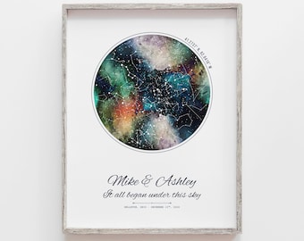 Personalized Star Map Print | Star map by date | Custom Night Sky Print | Constellation map | Night We Met Map | Personalized wedding gift