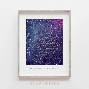 Custom Star Map, Digital Download, Star map Print, Night Sky Chart,Personalized Star Gift Husband Wife Anniversary Birth Gift Baby Birthday