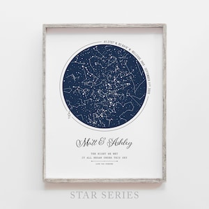 Día de San Valentín regalo noche cielo impresión, constelación de mapa estelar personalizado digital, póster de mapa estelar personalizado para la noche de parejas que conocimos para él