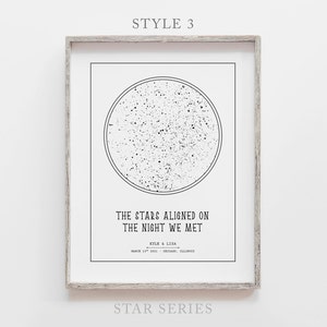 Custom Star Map By Date and Location, Personalized Sky Map Printable, Our First Date Constellation Star Map, Star Chart Gift for Her and Him image 4