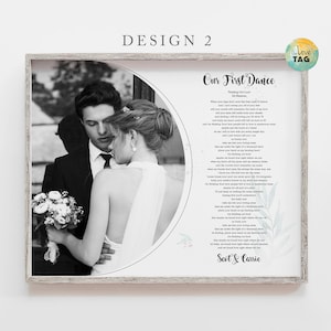 First Dance Lyrics With Photo, 1st Year Anniversary Gift for Wife ...