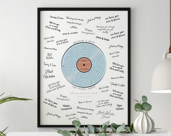 First Dance Song Lyrics Guest Book,Personalized Vinyl Record Wedding Sign,Custom Guestbook Alternative,Unique custom Gift for Bride & Groom