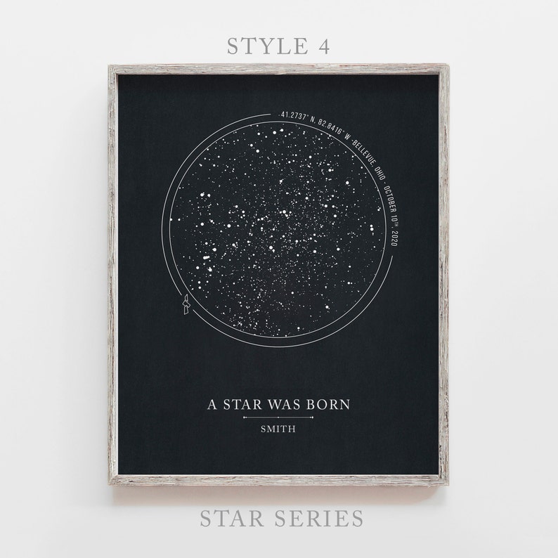 Custom Star Map By Date and Location, Personalized Sky Map Printable, Our First Date Constellation Star Map, Star Chart Gift for Her and Him image 5