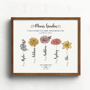 Personalized Gift for Mothers Day | Unique Gift Birth Flower Bouquet Mom Birthday Gift | Custom Mothers Garden Print Birth Month Flower Art