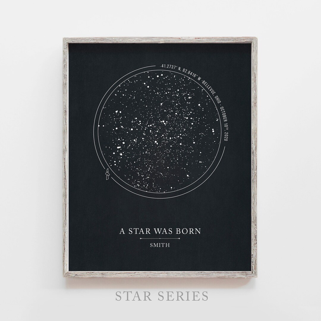 Custom Day You Were Born Gift | Christmas Star Map Print | Night Sky ...