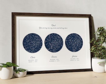 Night Sky Print Personalized Dad Gifts Constellation Chart, Mothers day, Father Day Gift, Anniversary gifts for husband couples wedding gift