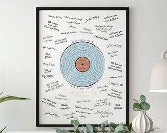 Our First Dance Guestbook | Custom Wedding Song Lyrics Keepsake | Unique Vinyl Record Inspired Gift for Couples | Our Wedding Song Guestbook