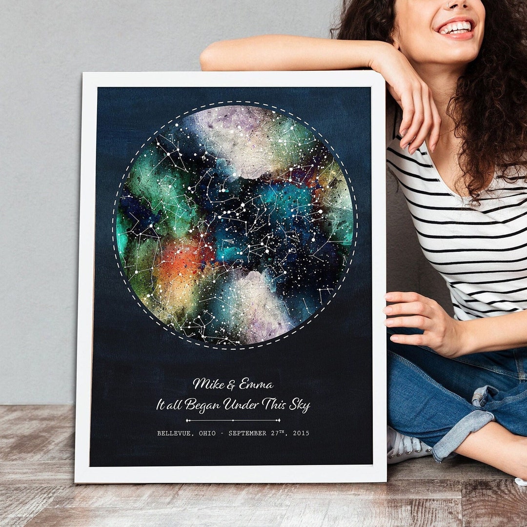 Personalized Night Sky Gifts for Couple 1st Year Paper Etsy