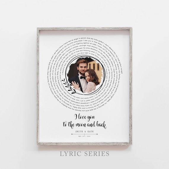 Custom Wedding Song Lyrics Wall Art. First Anniversary Gifts for Husband.  Wedding Song Lyrics Printable Art. Wife Gift From Him. -  Denmark