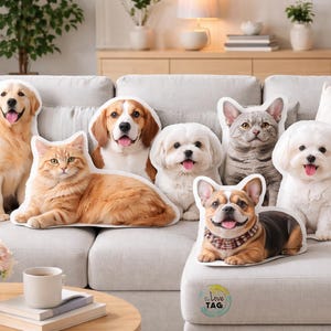 Custom Pet Shaped Pillow | Personalized 3D Photo Cushion for Dog & Cat Lovers