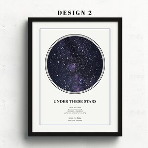 Star Map On Paper, Personalized Constellation Star Map, Custom Couple Anniversary Night Sky Map Picture, Rustic Home Décor Photo Star Prints Bild 3