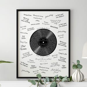 Personalized Wedding Guest Book Alternative, Custom Vinyl Record Guest Book Print,Unique Anniversary Guest Book,Vinyl Wedding Sign Guestbook