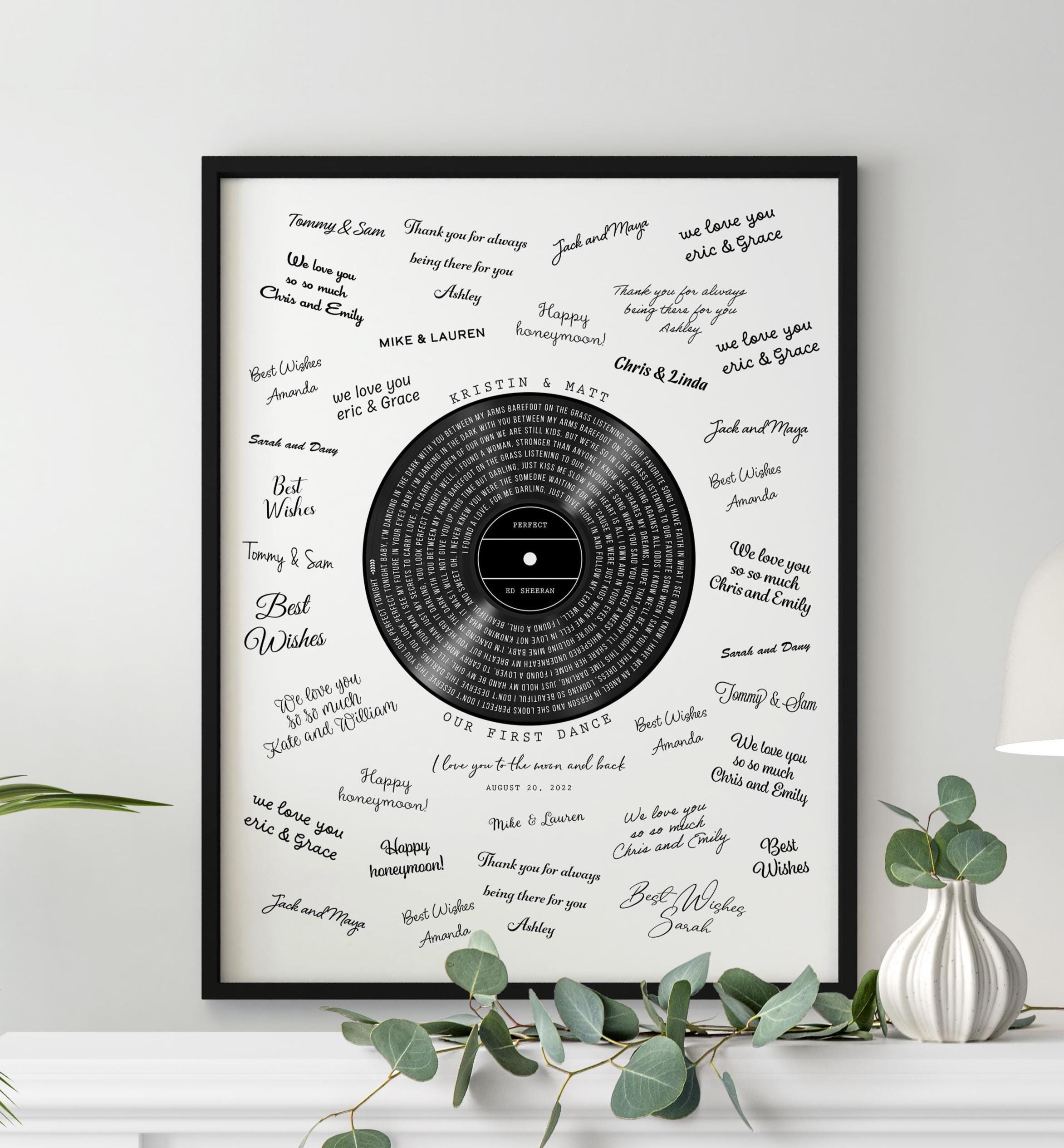 Personalized Wedding Guest Book Alternative, Custom Vinyl Record Guest Book Print,Unique Anniversary Guest Book,Vinyl Wedding Sign Guestbook