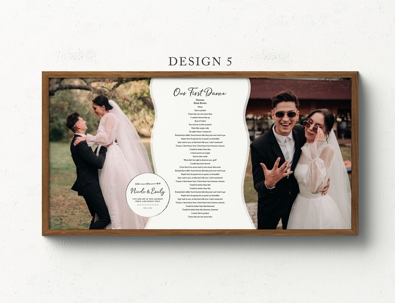 First Dance song lyric Gift for wedding and anniversary with custom photos. Its completely personalized unique wedding vows or song lyrics or any custom text, you can choose any fonts styles. This is a perfect framed wall art  print for new couple