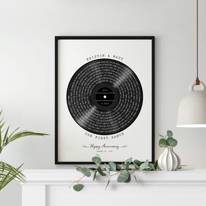 Custom Song Lyric Vinyl Record Frame | Personalized Frame Gift for Couples | Unique Anniversary or Special Occasion Gift for christmas