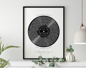 Custom Song Lyric Vinyl Record Frame | Personalized Frame Gift for Couples | Unique Anniversary or Special Occasion Gift for christmas