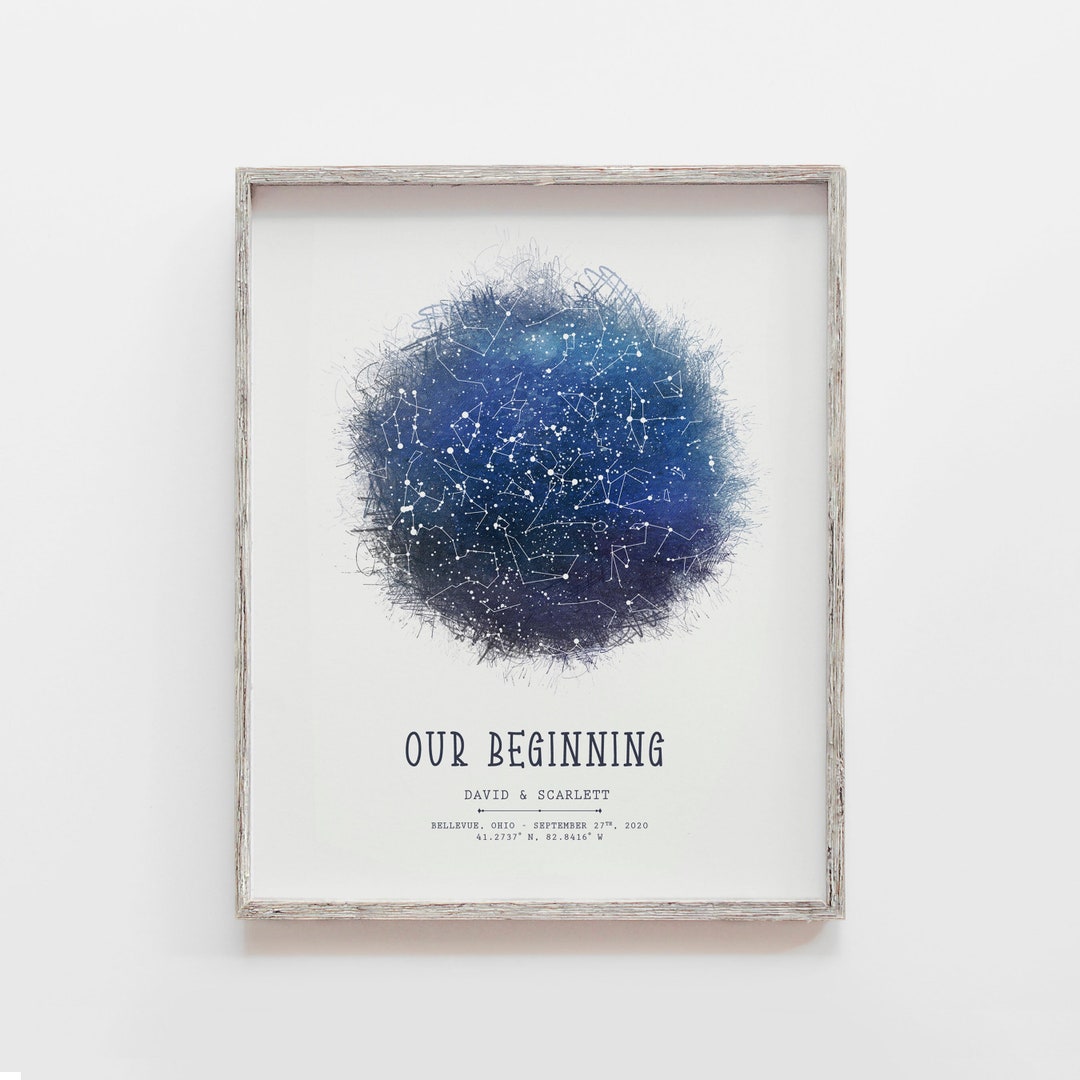 Custom Star Map Print, Night You Were Born, New Baby Gift, Stars the ...