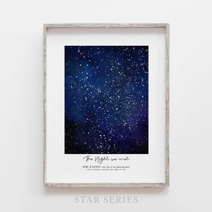 Star Map Anniversary Gift, Night Sky By Date, Night Sky Print, Star Map Framed, Custom Star Map, Custom Night Sky Print, Night We Met Stars