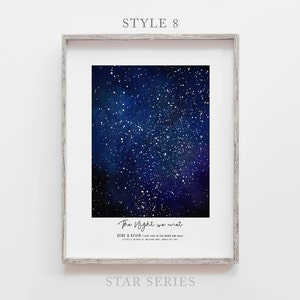 Custom Star Map By Date and Location, Personalized Sky Map Printable, Our First Date Constellation Star Map, Star Chart Gift for Her and Him image 9