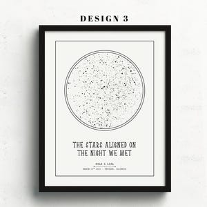 Star Map On Paper, Personalized Constellation Star Map, Custom Couple Anniversary Night Sky Map Picture, Rustic Home Décor Photo Star Prints Bild 4