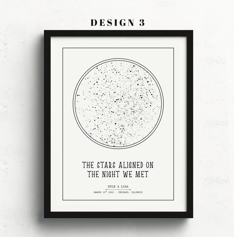 Star Map On Paper, Personalized Constellation Star Map, Custom Couple Anniversary Night Sky Map Picture, Rustic Home Décor Photo Star Prints Bild 4