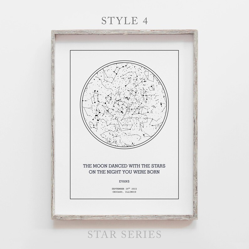 Custom Star Map Print, Star Map by Date, Digital Star Map Poster, Night ...