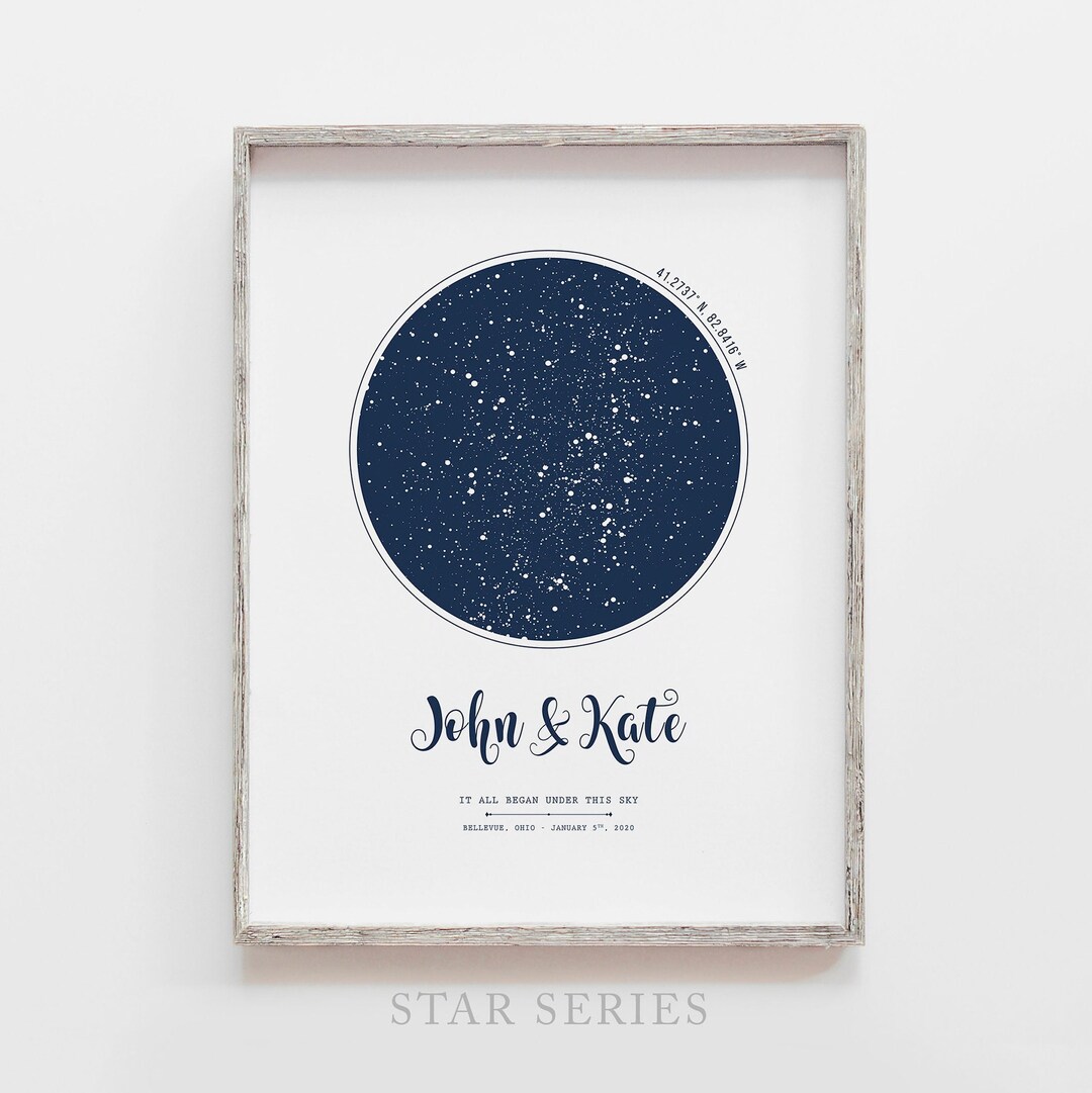 Custom Star Map, Night Sky Print, Digital Star Map Poster, Day You Were ...