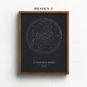 Star Map On Paper, Personalized Constellation Star Map, Custom Couple Anniversary Night Sky Map Picture, Rustic Home Décor Photo Star Prints Bild 5