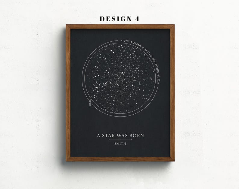 Star Map On Paper, Personalized Constellation Star Map, Custom Couple Anniversary Night Sky Map Picture, Rustic Home Décor Photo Star Prints Bild 5