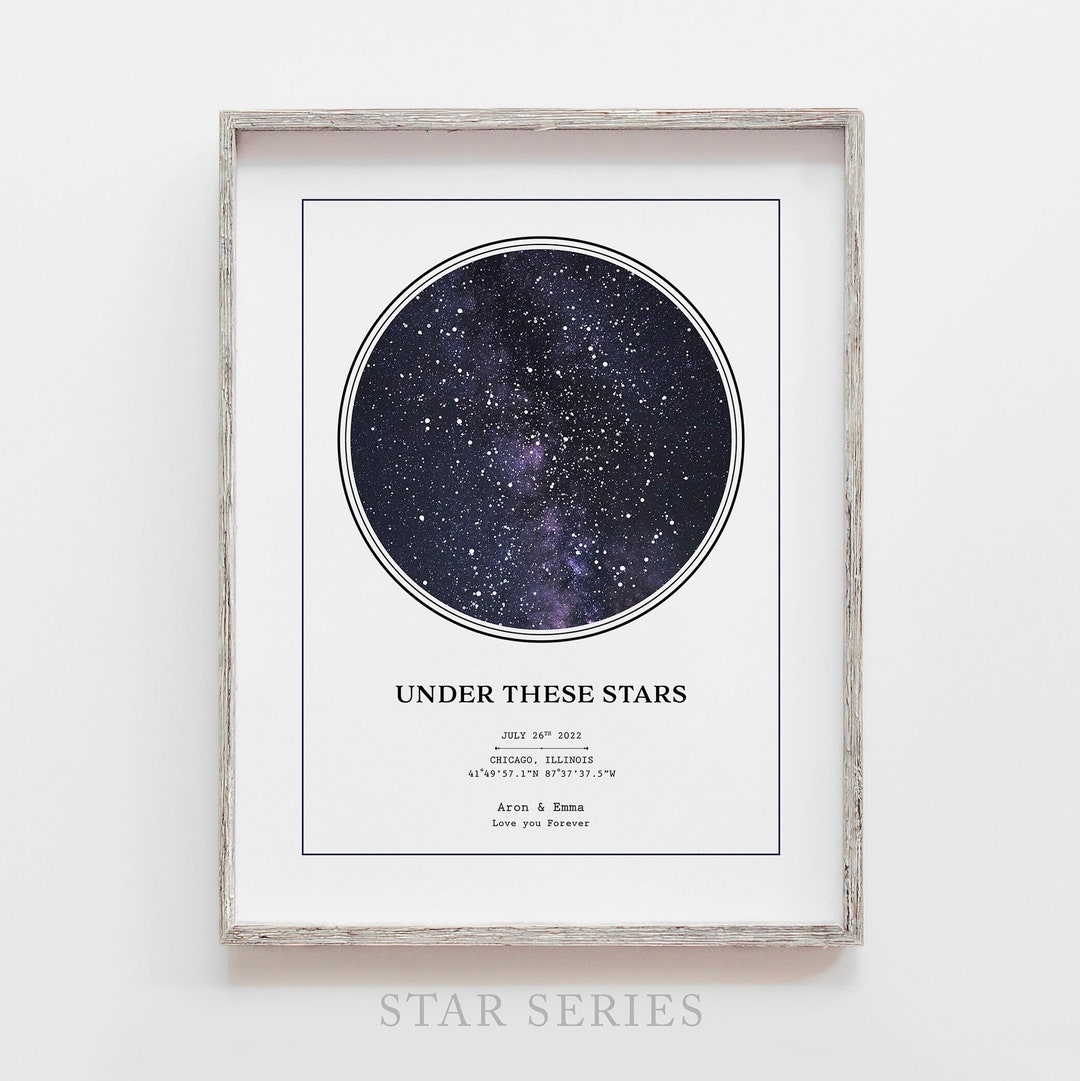 Custom Digital Star Map, Constellation Chart, Map of the Night Sky ...