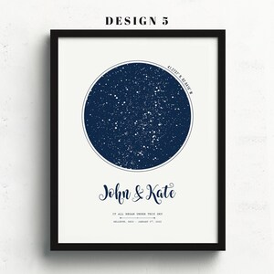 Star Map On Paper, Personalized Constellation Star Map, Custom Couple Anniversary Night Sky Map Picture, Rustic Home Décor Photo Star Prints Bild 6