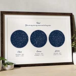 Regalos personalizados para papá con impresión de cielo nocturno, carta de constelaciones, día de la madre, regalo del día del padre, regalos de aniversario para esposos, parejas, regalo de boda
