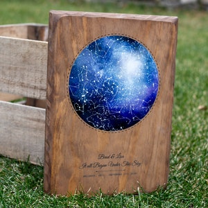 Star Map On Wood, Personalized Constellation wood Map, Custom Couple Anniversary Night Sky Wood Picture, Rustic Home Décor Photo Star Prints