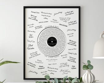 Custom Vinyl Record Guest Book, Personalized Wedding Guestbook Alternative,Unique Wedding Keepsake Gift for Couple,Anniversary Sign In Print