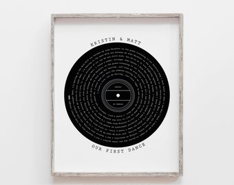 Personalised Lyrics Print Wedding Gift | Gifts for Him Her First Dance Lyrics | Fathers Day Gift | Our Favourite Song | Anniversary Gift