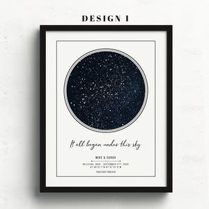 Star Map On Paper, Personalized Constellation Star Map, Custom Couple Anniversary Night Sky Map Picture, Rustic Home Décor Photo Star Prints Bild 2