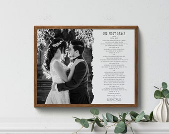 Personalised Wedding Song Lyrics Print, First Dance Song, Wedding Song, Paper Anniversary, Couples Gift, Anniversary Present for couple