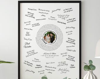 Personalized Wedding Guest Book Alternative, Unique Guestbook Print, Custom Record Sign-In Poster, First dance Wedding Song Keepsake Gift