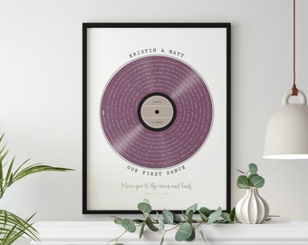 Custom Vinyl Lyrics Print, Personalized Wedding Gift for Couple with photo, First dance song gift, Custom Song Lyrics Wall Art Print