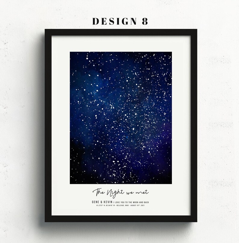Star Map On Paper, Personalized Constellation Star Map, Custom Couple Anniversary Night Sky Map Picture, Rustic Home Décor Photo Star Prints Bild 9