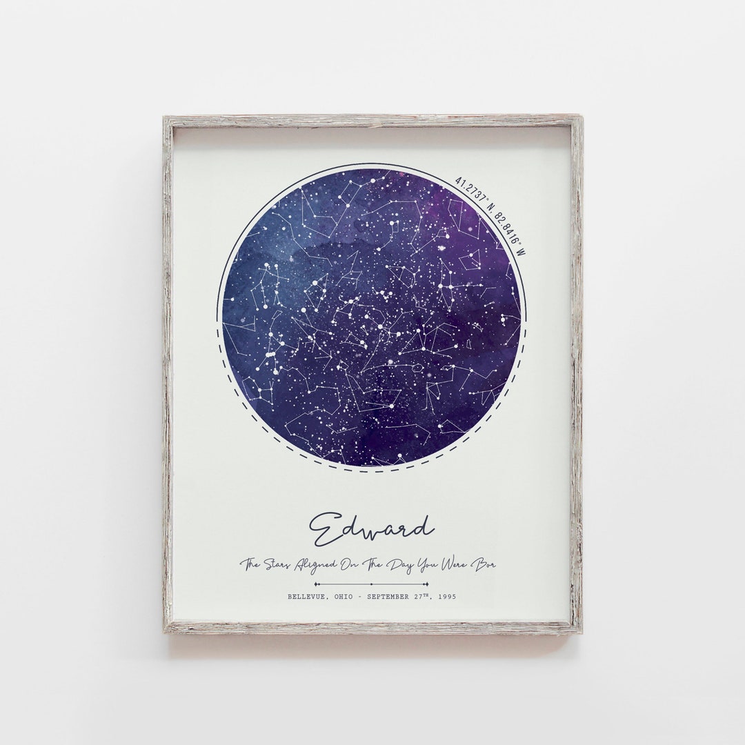 Custom Star Map Print, Night You Were Born, New Baby Gift, Stars the ...