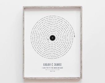Custom Vinyl Lyrics Print, Personalized Wedding Gift for Couple with photo, Our First dance song gift, Custom Song Lyrics Wall Art Print